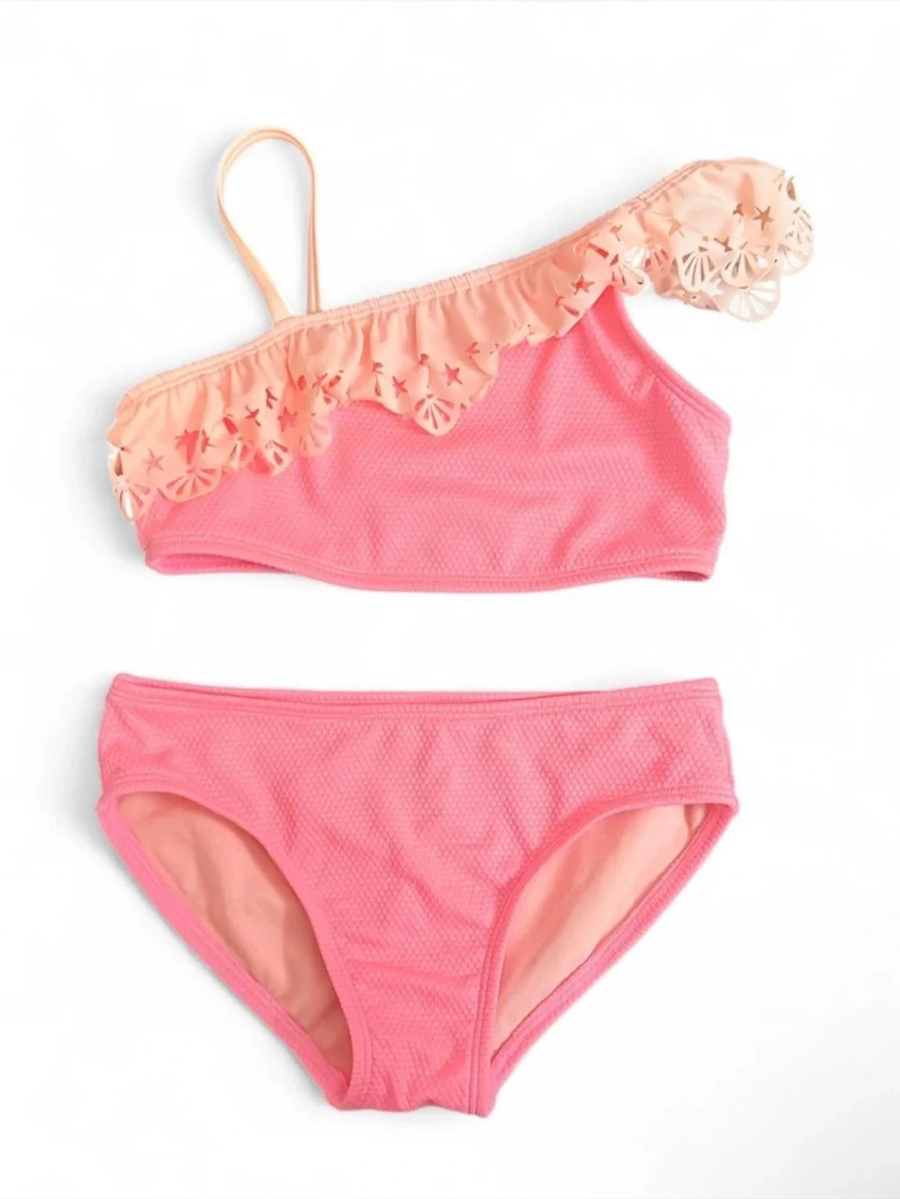 Cat & Jack Girls Size Medium (8)‎ Peach Pink and Summer Vacation Two Piece Set